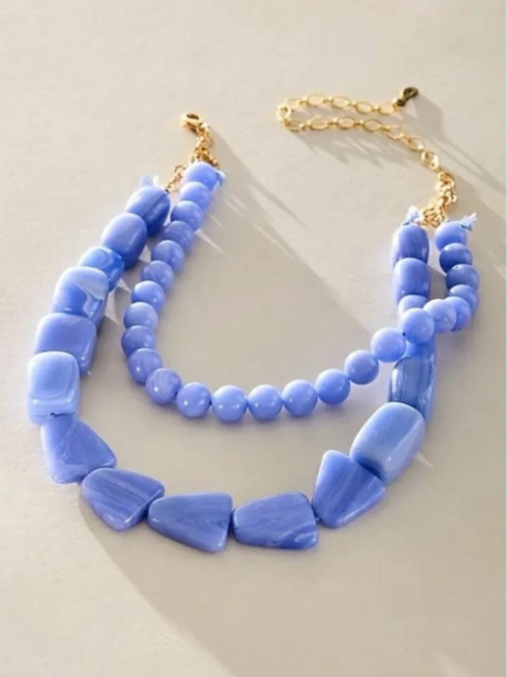 Free People Bohemian Layered Cove Semi Precious Stone Choker Blue Lace Agate NWT
